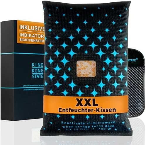 King Kong State Luftentfeuchter für Autos - XXL Entfeuchter-Kissen 1,2kg für beschlagene Autoscheiben - mit Indikator-Fenster und Anti-Rutsch-Pad