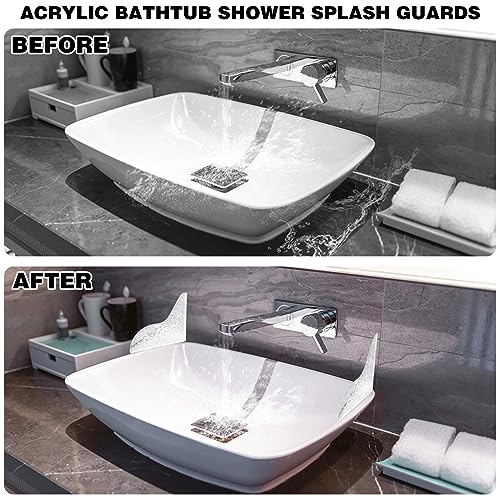 CANIPHA 2Pcs Shower Splash Guard Duschspritzschutz, Selbstklebender Wannenaufsatz,Spritzschutz, Duschwasser-Tropfblocker, transparenter Badewannen-Wasserspritzschutz für Badewanne, Acryl-Duschvorhang