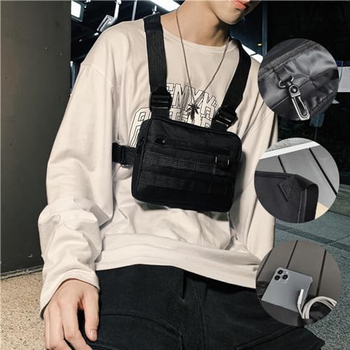 Maizoon Sports Chest Bag Fashionable and Durable Backpack Water-resistant Wear-resistant with Multiple Pockets Suitable for Running Cycling Fishing Black4