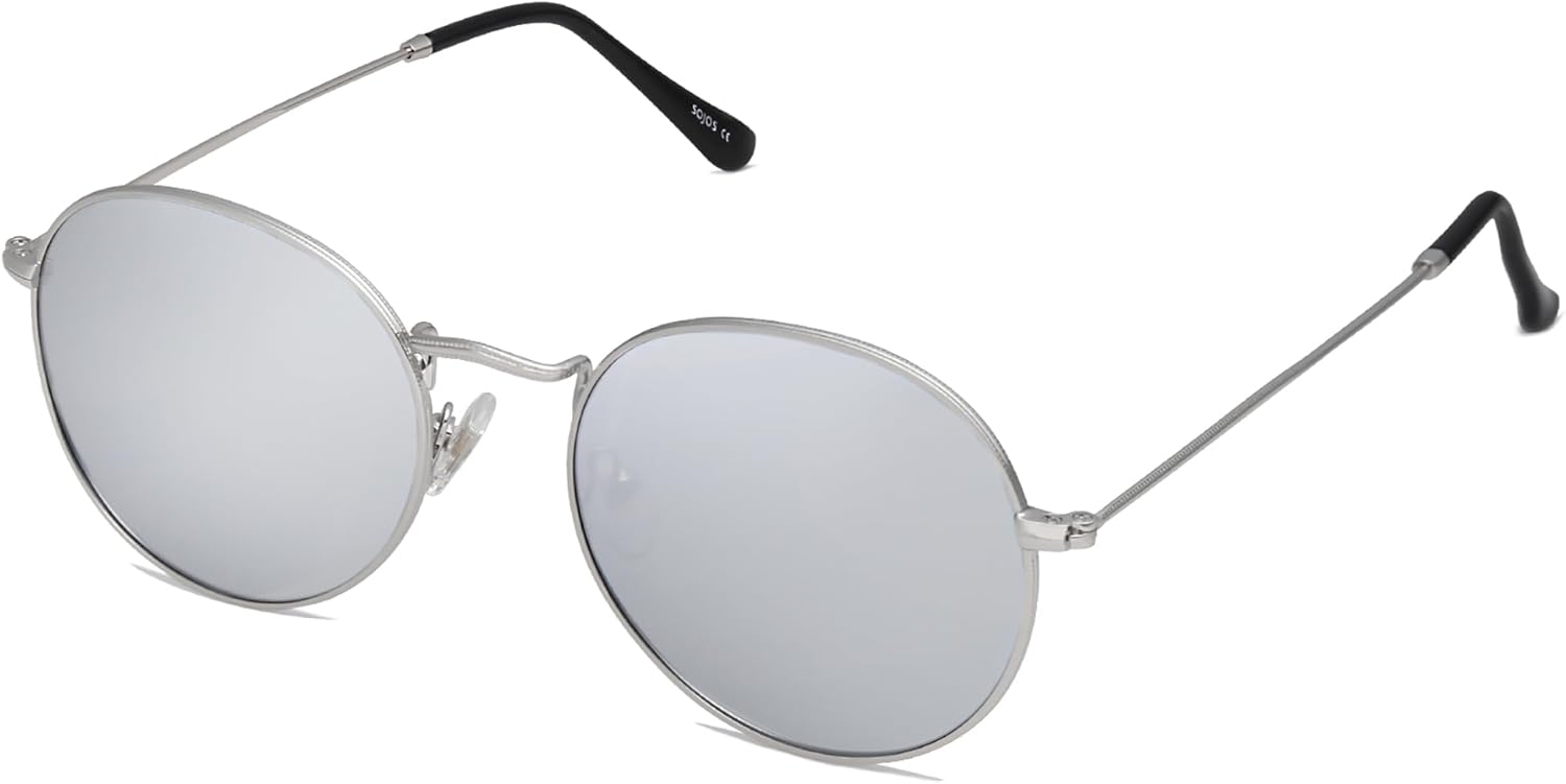 SOJOS Small Round Polarized Sunglasses for Women Men Classic Vintage Retro Shades UV400 SJ1014