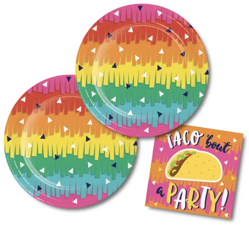 Fiesta Taco Party Supplies Paper Plates and Napkins (32 piece)