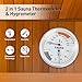 Sauna Thermometer Fahrenheit and Hygrometer 2-in-1 - Precise Indoor Humidity Temperature Monitor Gauge Sauna Accessories, Mechanical Metal Hygrothermograph Meter for Bathroom Steam Infrared Sauna Room