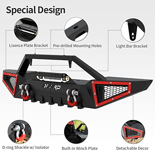 image for OEDRO Front Bumper Compatible with 2007-2025 Jeep Wrangler JK/JKU JL/J