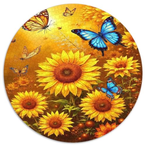 Puzzle de 1000 piezas redondo de girasol para conectar con la naturaleza viva