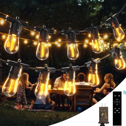 Outdoor String LED Patio Lights - 100Ft 30M Outside Waterproof Light with Remote Dimmable S...