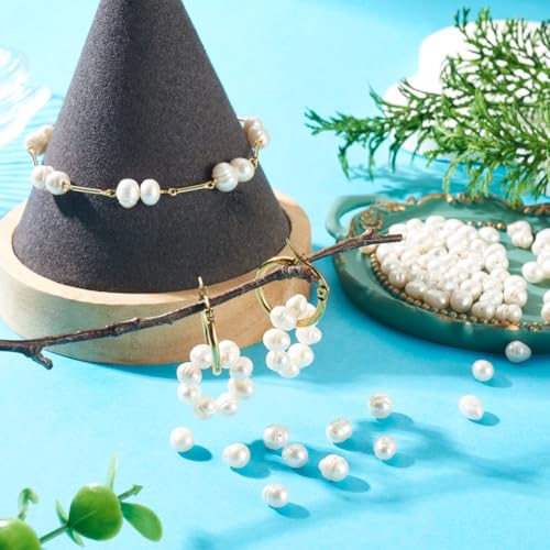 Image of Beadthoven 70pcs Natural Freshwater Cultured Pearls 6mm Irregular Potato Nuggets Beads Oval Rice Loose Beads for Jewelry Making Bracelet Necklace Earrings Bead Hole:0.6mm
