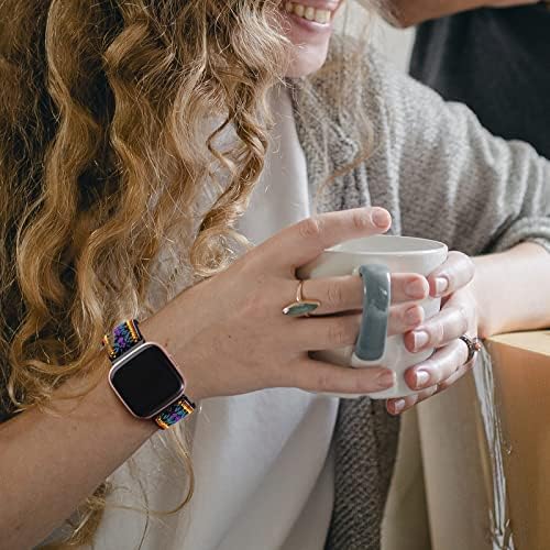 Dirrelo 3 Pack Nylon Straps Compatible with Fitbit Versa 2 Strap/Fitbit Versa Strap for Women and Men, Soft Stretchy Adjustable Stylish Replacement Wristband for Fitbit Versa 2/Versa/Versa Lite/SE