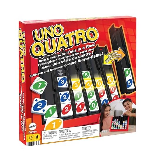 Mattel Games UNO Quatro Juego de Mesa Cuatro en Raya con fichas, +7 años (Mattel HPF82)