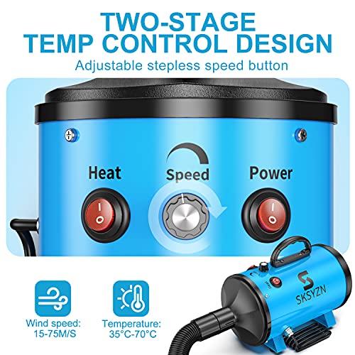 SKSYZN Dog Dryer 3200W/4.3HP Motor Stepless Adjustable Speed Dog Hair Dryer, Pet Dog Grooming Dryer Blower with 98.4… - Image 4