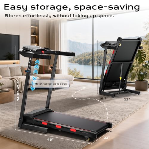 Image of Treadmills for Home with 20% Auto Incline - Wide Belt, 8.7MPH Max Speed, 450LBS Capacity, 3.5HP Adjustable Height Handle Bars