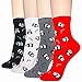 DearMy Womens Cute Design Casual Cotton Crew Socks for Gift Idea One Size Fits All (Panda 4 Pairs)