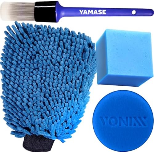 Pincel Interno Yamase + Luva de Microfibra para Lavar Carro + Apl...