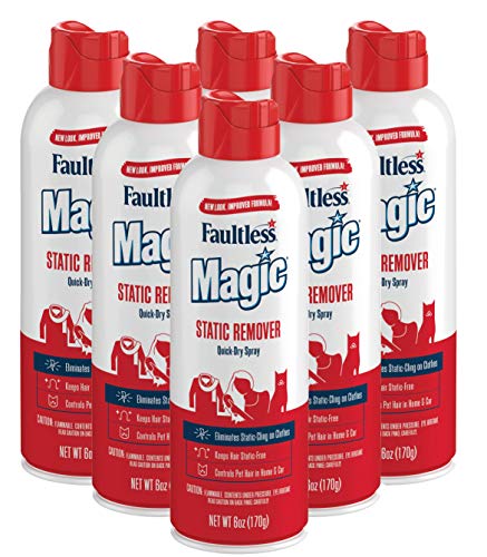 Magic Static Remover, Pack of 6 - No More Cling Static Spray, Eliminates Static Cling, Anti-Static Spray for Clothes, Furniture & Car - Static Free Spray, Controls Pet Hair (6 oz.)