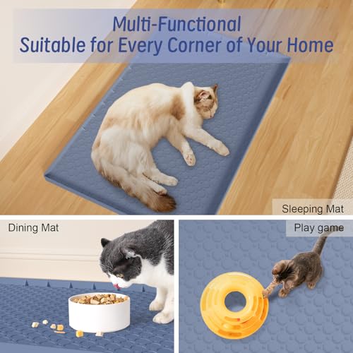 Tapis de litière de chat en silicone bleu de qualité supérieure, format 86x56cm