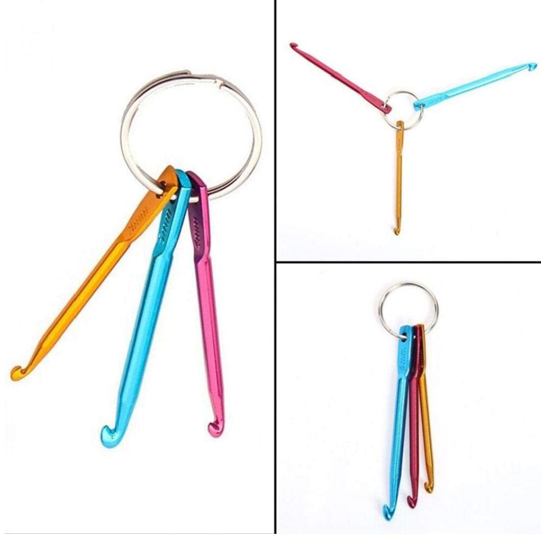 Lankater 3pcs Crochet Hooks Set, 3mm/4mm/5mm Knitting Needles Kit, Weaving Craft Tool with Key Chain