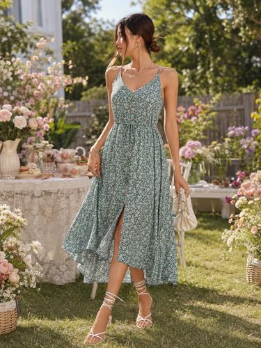 Image of BROVAVE Women's 2026 Summer Casual Boho Sundress Spaghetti Strap Midi Dress