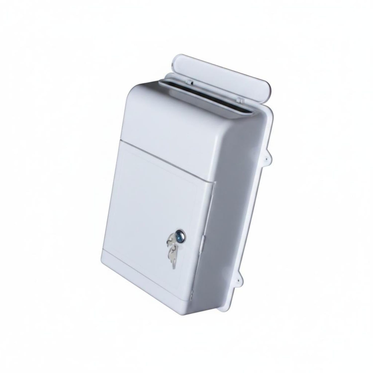 Lock and Key Locking Wall Mailbox Polypropylene Lockable Mailbox Front Entry Door Mail Storage Top Flap Cover for Home, White-image-24