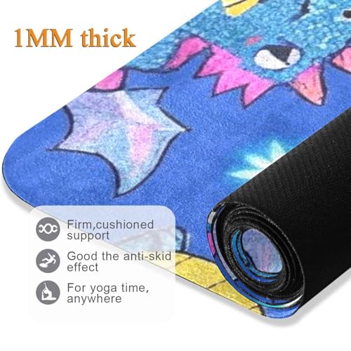 Blue Dragon Dragon Fake Glitter Yoga Mat with Carry Bag for Men Printed Natural Rubber Non-Slip with Carry Bag Mat for ejercicio 180x66cm - Image 5