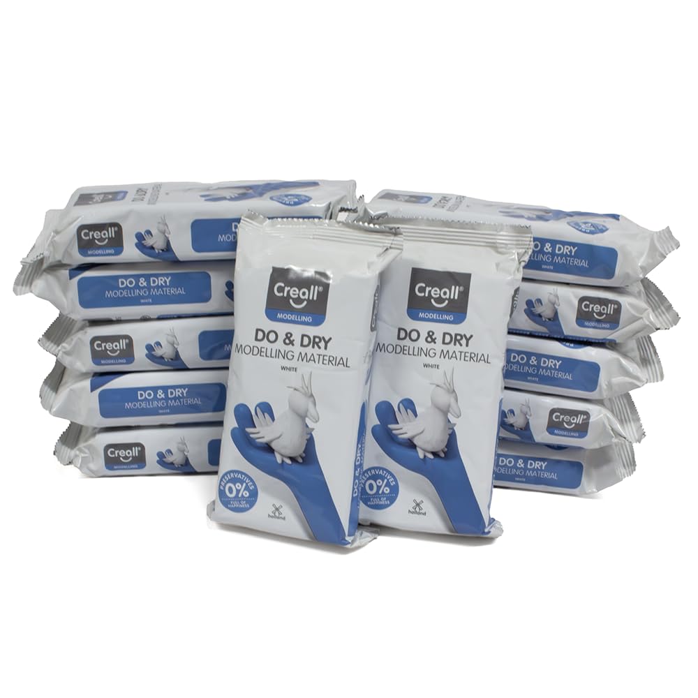 Creall Do & Dry Pasta para Modelar de Secado al Aire, Blanca, 12 x 1000 g | Arcilla sin horno | Lista para usar y suave | Manualidades, escuela, hobby y proyectos DIY