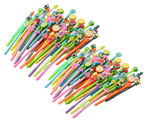 128 bolígrafos gel negro estilo kawaii surtido