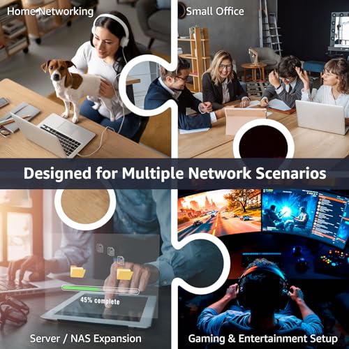 Image of 8-Port 2.5G Unmanaged Ethernet Switch, VunLink Multi-Gigabit 2.5GbE Network Switch, 8x2.5Gbps RJ45 Ports, Plug & Play, Fanless Metal Desktop /Wall Mount, Cat5e Compatible for NAS, Gaming & Home Office