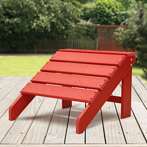 Wenhaus Outdoor Adirondack Ottoman For Adirondack Chairs, All Weather Adirondack Chair Footrest, 2 Pieces Hdpe Adirondack Footstool For Patio, Backyard, Porch, Red #TOP1