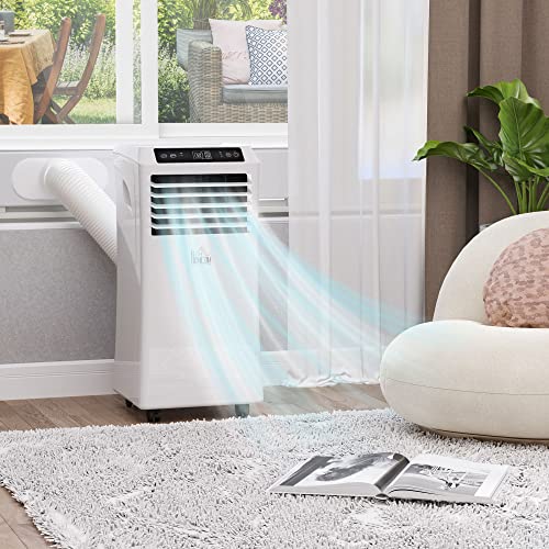 Homcom 10000 Btu Mobile Portable Air Conditioner With Cooling, Dehumidifier, And Ventilating With Remote Control, 2 Speed Fans, 24-Hour Timer For Bedroom, Living Room, Home Office, White #TOP1