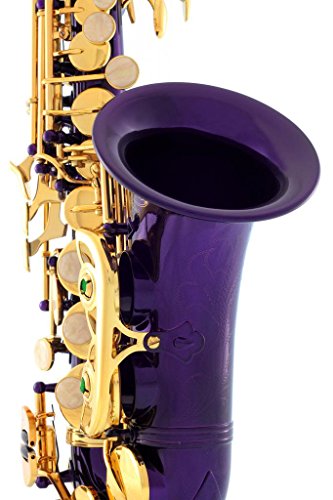 Lazarro Purple-Gold Keys Bb B-Flat Curved Soprano Saxophone Sax Lazarro+11 Reeds,Care Kit~24 Colors Available-320-Pr #TOP4