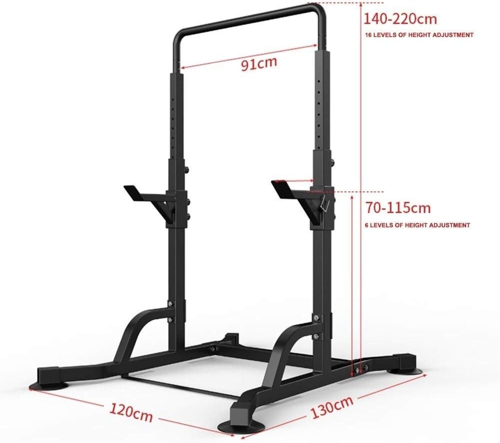 Free-Weight Racks Multifunctional Squat Rack Barbell Rack Indoor Horizontal Bar Pull-up Equipment Bench Press Rack Indoor Fitness Equipment ，Black-130x120x(140