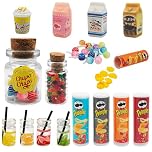 RAFIYU Miniature Food and Drink,Mini Food, 18 Pcs Miniature Kitchen Toys Accessories, Miniature Dolls House Food Accessories, Miniature Christmas Sweets and Drinking Set for 1:12 Dollhouse