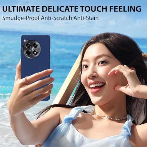 Image of LIRAMARK Liquid Silicone Soft Back Cover Case for OnePlus 12R 5G (Mid Blue)