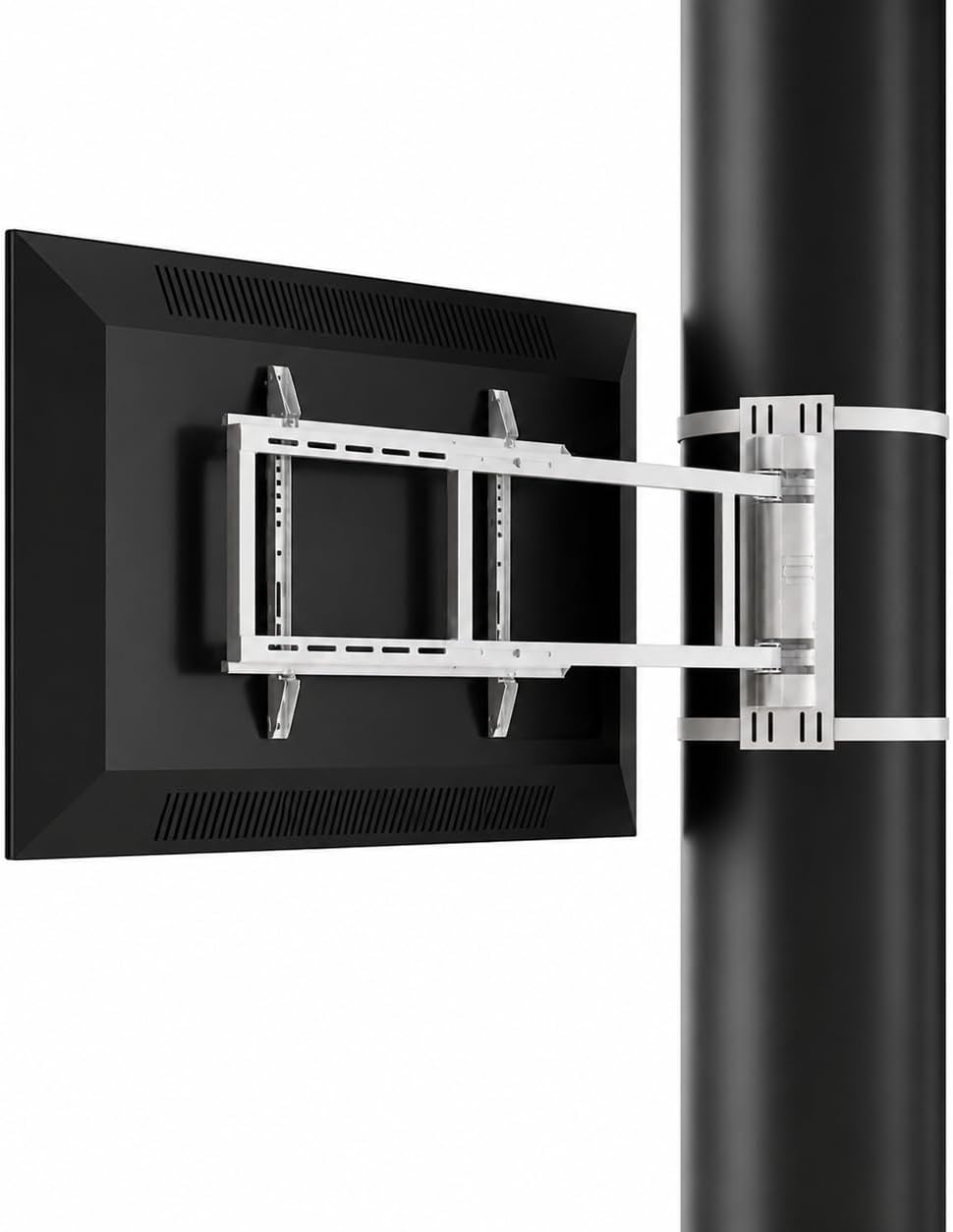 CondoMounts CLMSATVA2064 Pillar TV Mount | TV Mount for Pillar & Pole | Full Motion Swivel Arm for 32–75 Inch Screens | VESA 600x400 | 110 lb Capacity | White