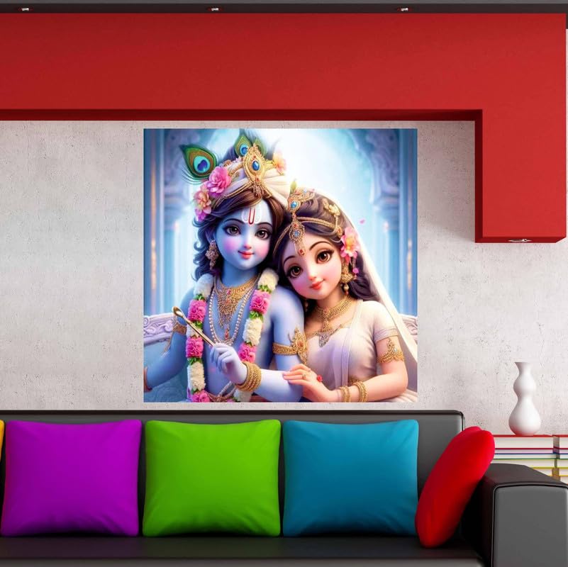 Image of British Terminal Cute little Bal Gopal Baby God Krishna| Kanha Ji | Laddu Lord Makhan Chor Painting Religious Poster for Pregnant Women for wall (matt thin vinyl,sticker,multicolor,unframed)| bj226