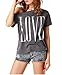ANGVNS Women's Short Sleeve Off Shoulder White Cotton Top T-shirt Blouse (gray,Large)