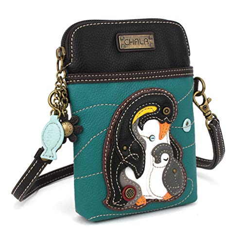 Image of CHALA Bird Collection Cell Phone Crossbody Purse-Women PU Leather /Canvas Multicolor Handbag with Adjustable Strap