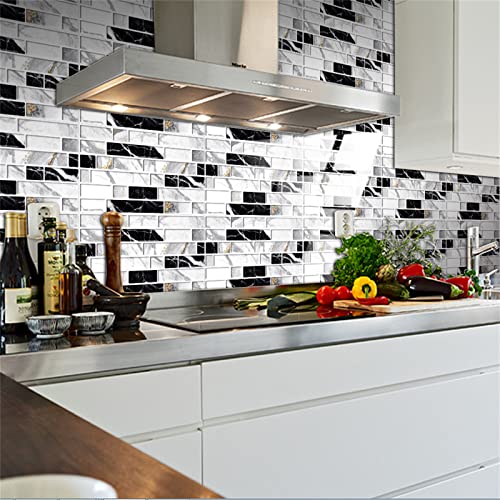 36 Stück 3D Wandpaneele Selbstklebend,10 * 20cm Imitierte Ziegelmuster Fliesenaufkleber, Mosaikaufkleber, wasserdichte selbstklebende Wandaufkleber für Bad Küche Schlafzimmer Dekoration (A*3)