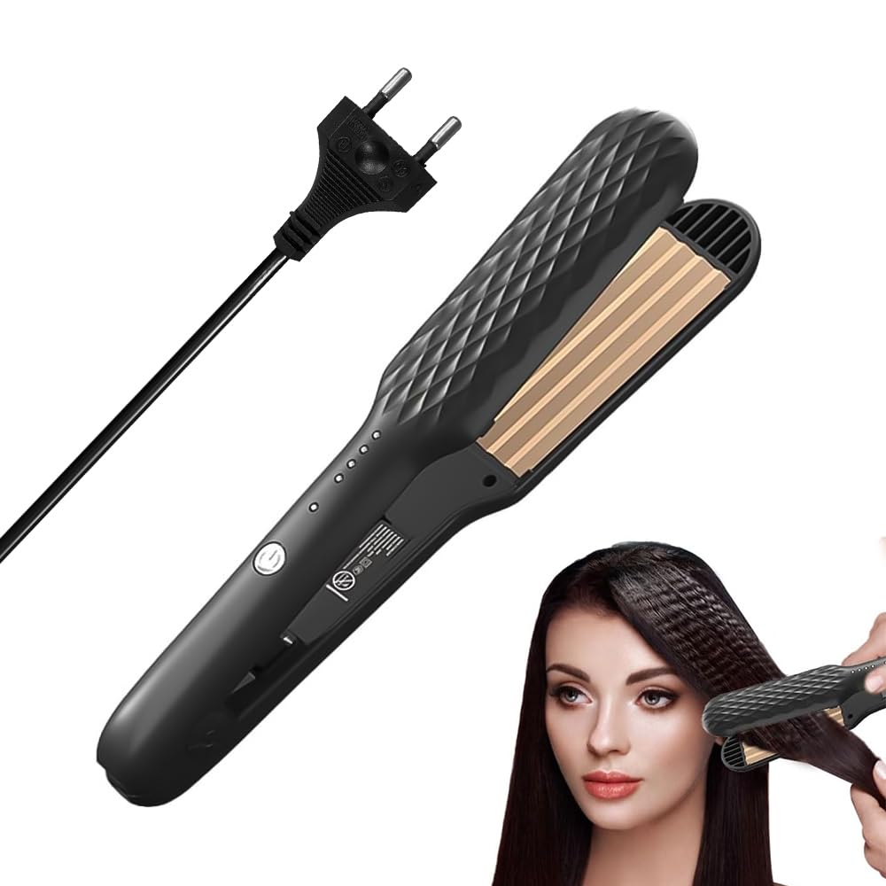 KQWVZKreppeisen Für Die Haare, 35W PTC-Keramik Kreppeisen Mit 4 Temperaturstufen Für Voluminisierendes Haar, Schnelle Erwärmung, Wellenstab, Volumen-Mais-Styling-Werkzeug