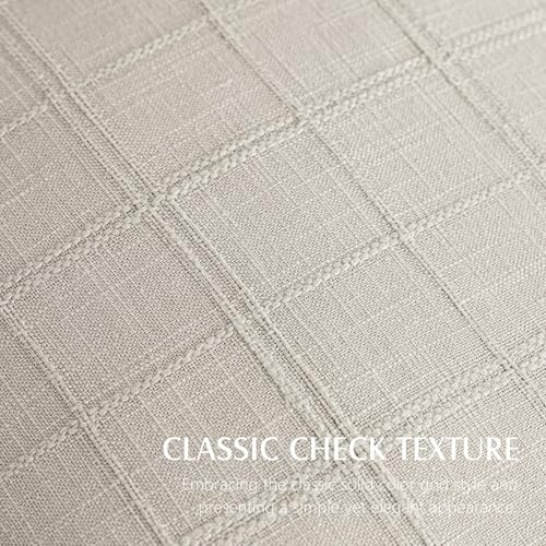 Image of Foindtower Set of 1 Decorative Linen Check Throw Pillow Cover Neutral Farmhouse Lumbar Cushion Cover Modern Boho Accent Home Decor for Sofa Chair Couch Bedroom Living Room,12x20 Inch,Light Grey