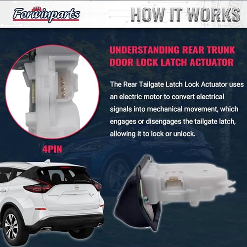Image of Forwinparts 90502-4CL0A Rear Trunk Door Lock Latch Actuator for 2015-2024 Nissan Murano 2014-2020 Rogue 2014-2017 Nissan X-Trail 905024CL0A