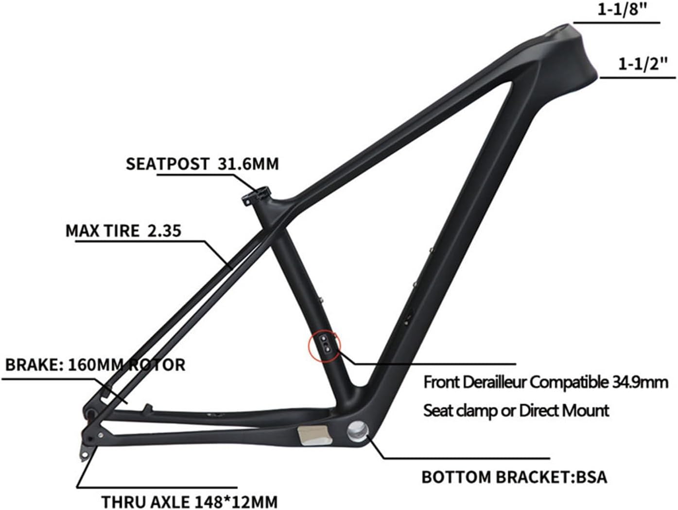 Mountain Bike Frame 29er Carbon Bike Frames 15/17/19'' Hardtail Bicycle Frameset Disc Brake Internal Routing Thru Axle 12 * 148mm
