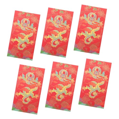 BCOATH 6個年用 風 お年玉袋 伝統的な 縁起文字入り おしゃれな 製祝儀袋 赤い封筒 新年 誕生日 お祝いに