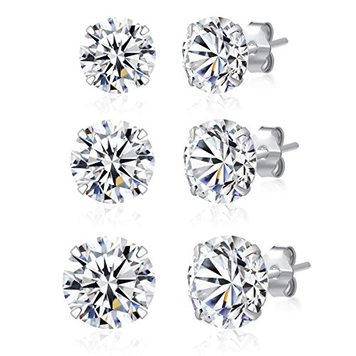 3 Pairs Stacking Sterling Silver Hoop & Stud Earrings Set - Gagabody