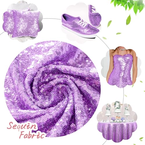 ShinyBeauty Sequin Fabric 3 feet Sparkly Fabrics Lavender for Bows Glitz Table Runner/Tablecloth/Dress/DIY