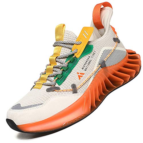 Mishansha Moda Zapatos de Running Hombre Ligero Zapatos para Correr Mujer Gimnasio Sneakers Naranja 43