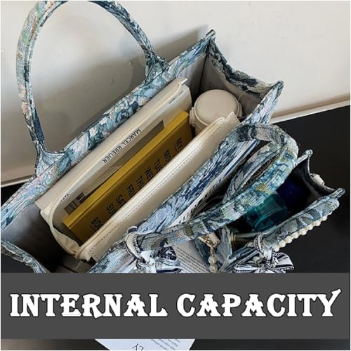 APLUSH Women Handbags Fashion Canvas Tote Bag Large Capacity Jacquard Retro Exquisite Shoulder Bag,Black,38 * 28 * 13cm4