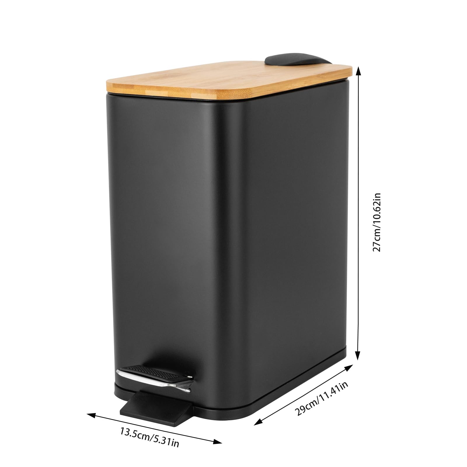 SuhoFutus Mlleimer mit Bambus - Deckel, Mlleimer Kche/Badezimmern, 5L  Mlleimer, Trash Can 29 * 13.5 * 27 cm, Mlleimer mit Griff und  Herausnehmbarem Innenbehlter (Schwarz) : Amazon.de: Kche, Haushalt &  Wohnen