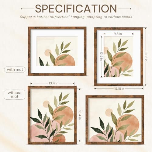 Image of Picrit 14x17 Rustic Brown Picture Frame, Poster Frame for Wall, 3 Pack