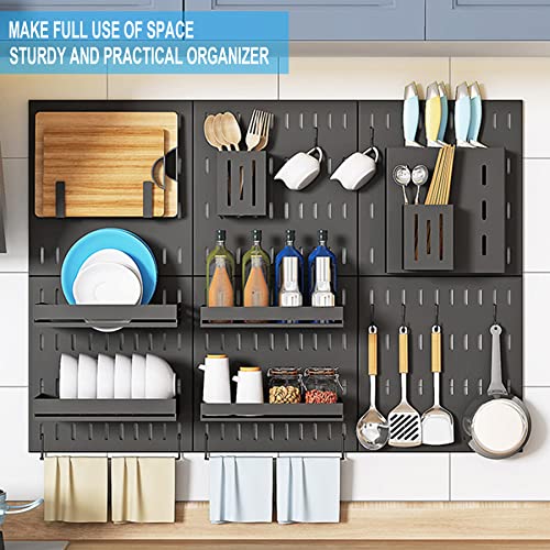 Divantree Wall Mounted Kitchen Organizer And Storage, Removable Pot And Pan Rack Set, Spacesaving And Multifunctional Silverware Storage For Veg And Utensils With Multiple Holders And Hooks(Full Set) #TOP6