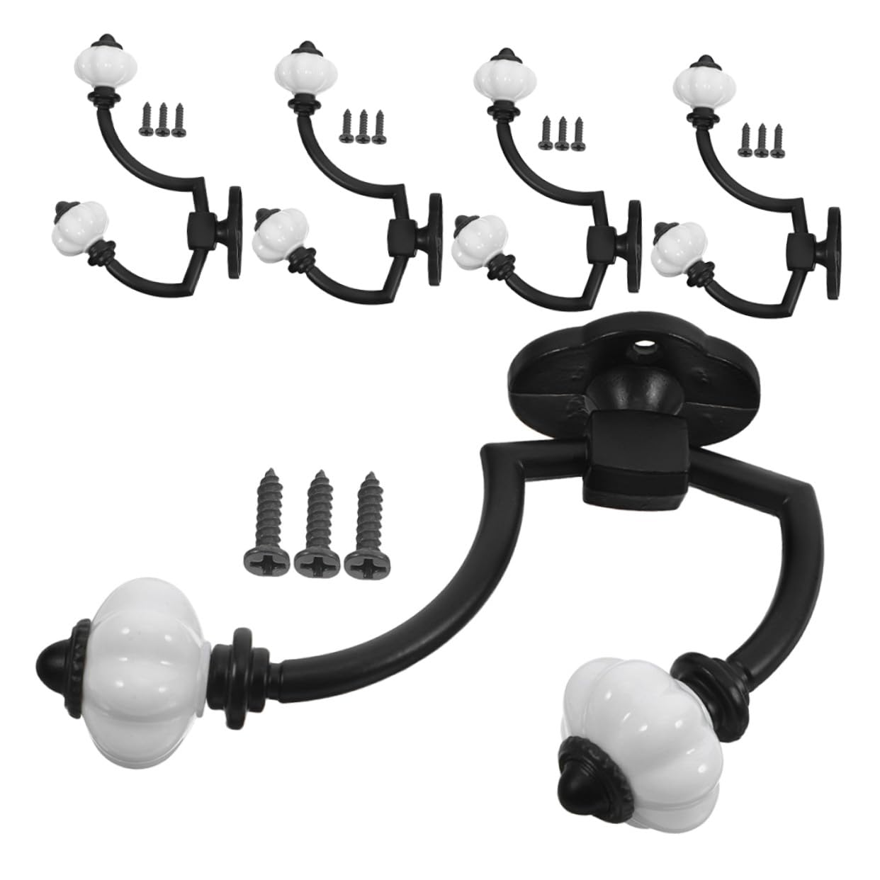Gancho de Pared Retro de Doble Punta 5 Piezas Aleación de Zinc Negro | Llave y Toalla, Entrada y Dormitorio, Estructura de Doble Cabezal, Resistente al Desgaste