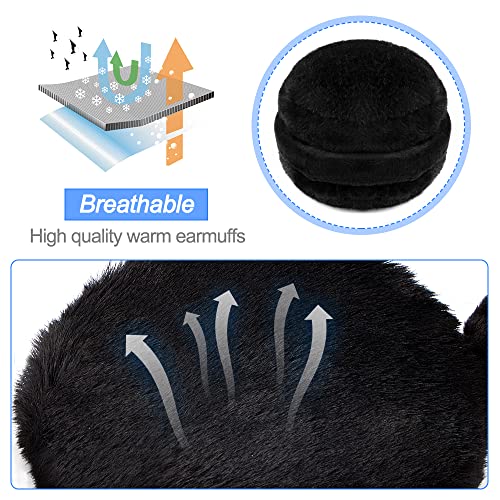 omitium Ohrenwärmer, Winter Ohrenwärmer Faltbare Verstellbarer Plüsch Earmuffs Bequemer weicher für den Winter Reiten Warme Ohrenschützer für Damen und Herren (Schwarz)
